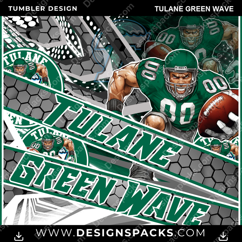 College Sport Fathead Tulane Green Wave NCAA College Sport Tumbler Digital Wrap Design Download