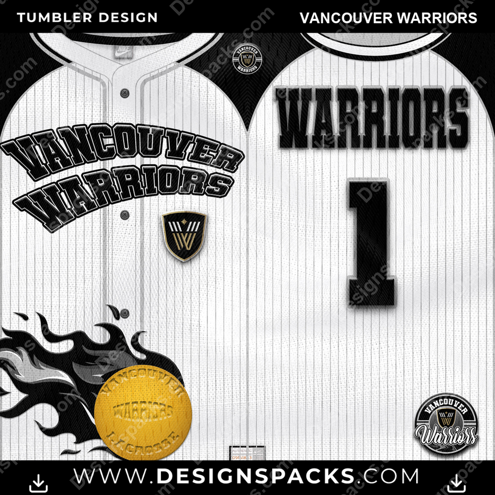 Lacrosse Team Button-Up Jersey Vancouver Warriors Tumbler Digital Wrap Design