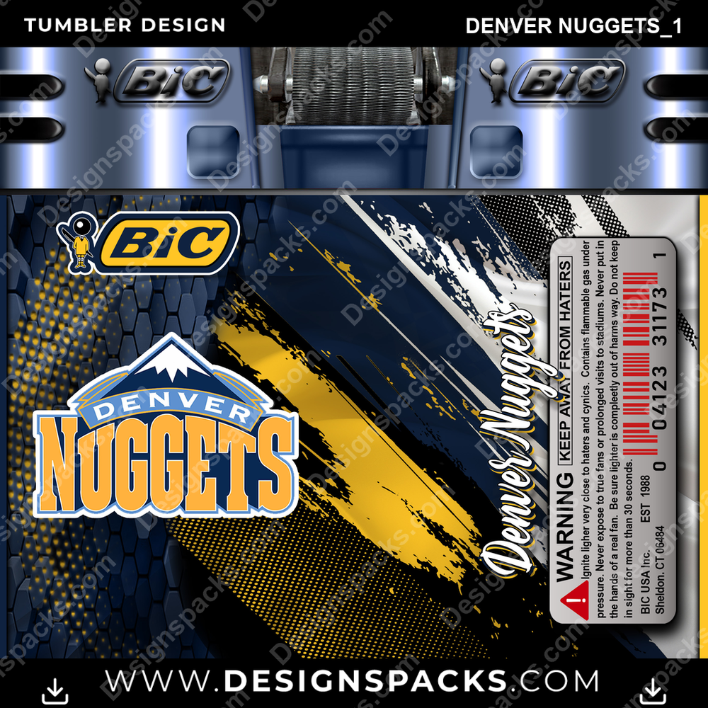 Basketball BIC Lighter Denver Nuggets_1 Tumbler Digital Wrap Design