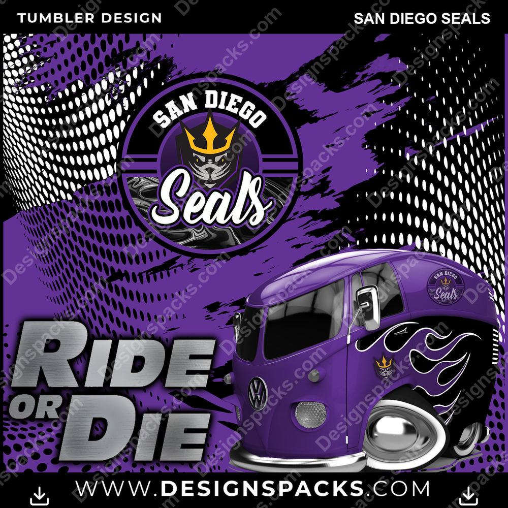 Lacrosse Ride or Die San Diego Seals Tumbler Digital Wrap Design