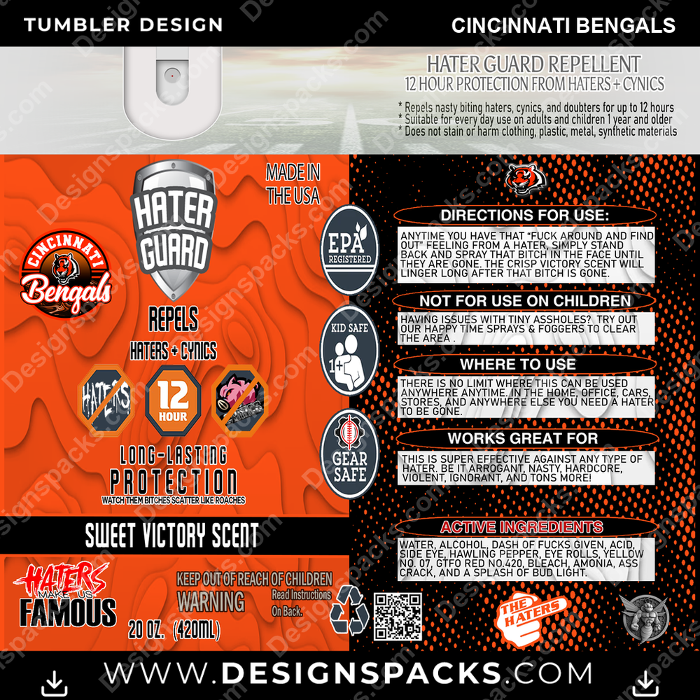 Football Hater Guard Cincinnati Bengals NFL Football Tumbler Digital Wrap Design Download