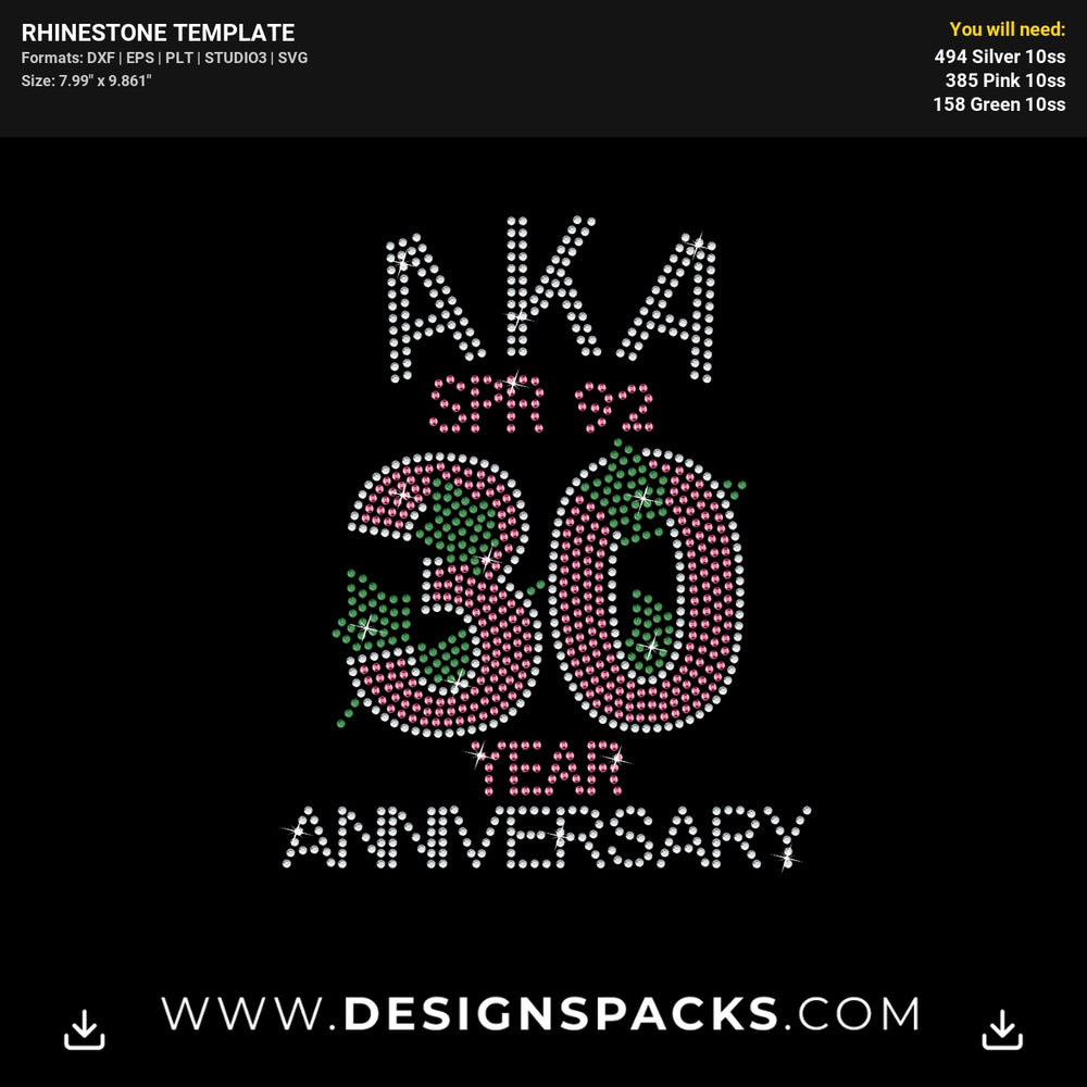 Aka 30 Spr Rhinestone Digital Template