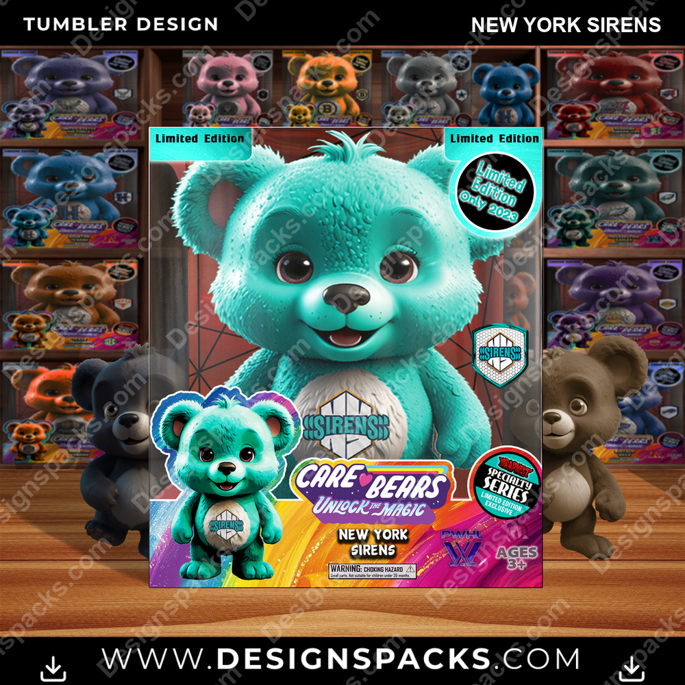 Hockey Care Bear Box New York Sirens NHL Hockey Tumbler Digital Wrap Design Download