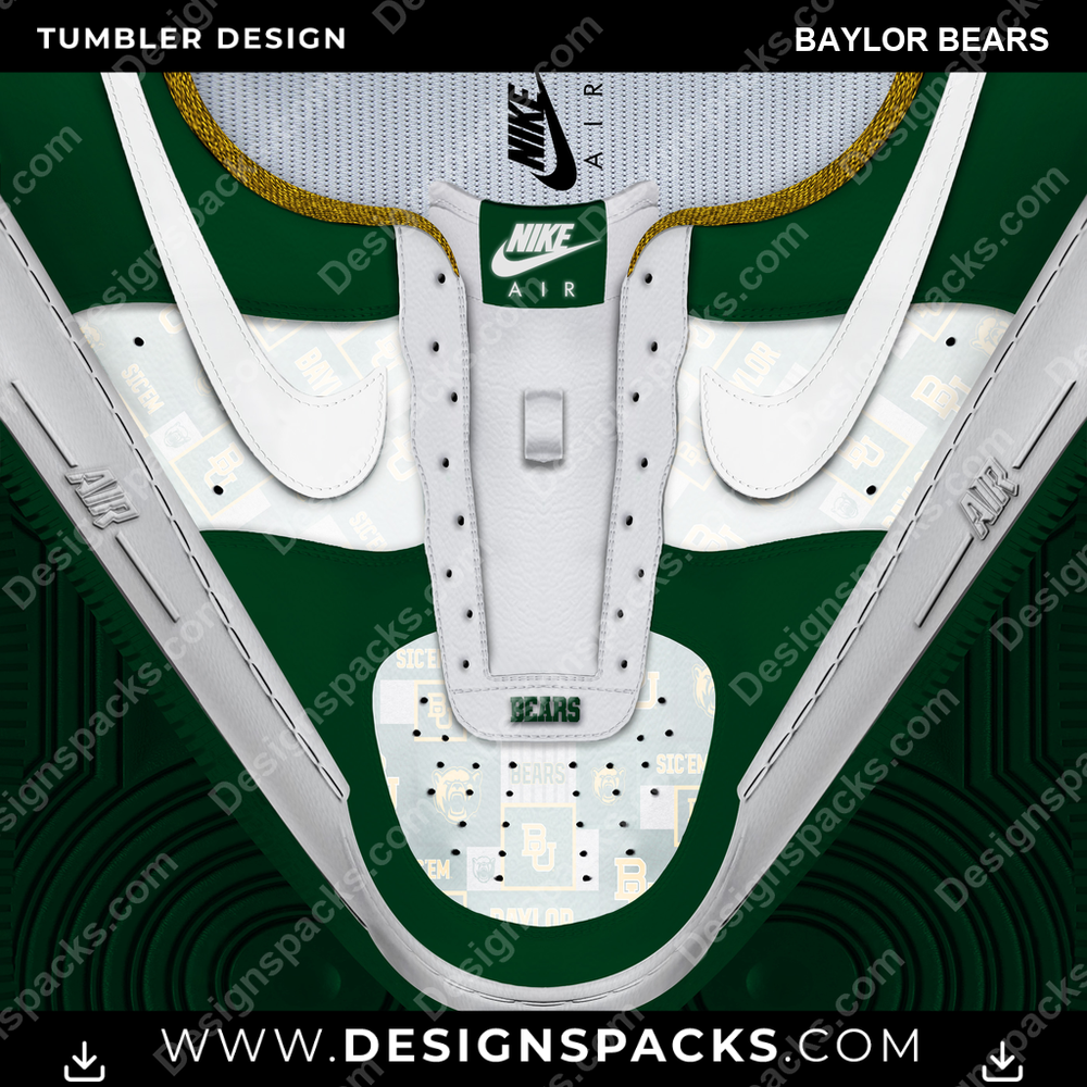 College Sport Nike AF1 No Laces Baylor Bears NCAA College Sport Tumbler Digital Wrap Design Download