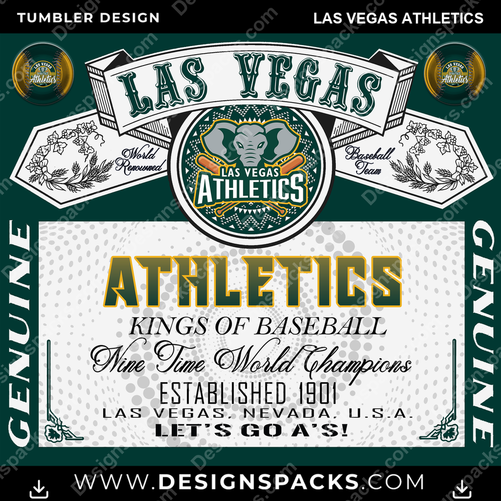 Vaso digital de los Athletics de Las Vegas con diseño de Budweiser y béisbol