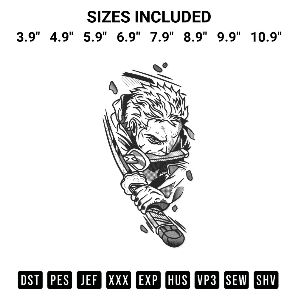 Download the Sketch Zoro Sword Style Embroidery Design machine embroidery design exclusively at Designspacks.com. Premium digitized pattern for apparel and DIY crafts. Available sizes: 3.9", 4.9", 5.9", 6.9", 7.9", 8.9", 9.9", 10.9".