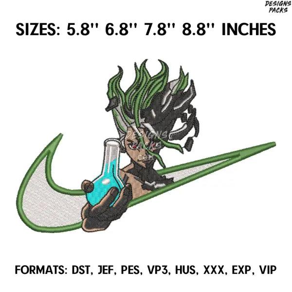Dr Stone Embroidery Design File, Dr Stone Anime Embroidery, Machine embroidery, Anime Design Pes Brother