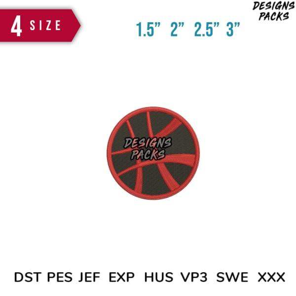 Basketball embroidery design in 4 sizes, compatible with DST PES JEF formats for instant download