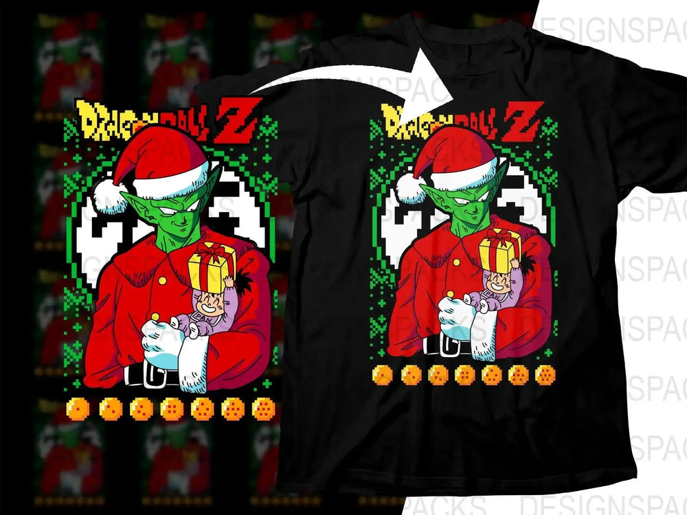 Dragon Ball Z Piccolo Santa Holding Gohan Christmas Png Digital Download