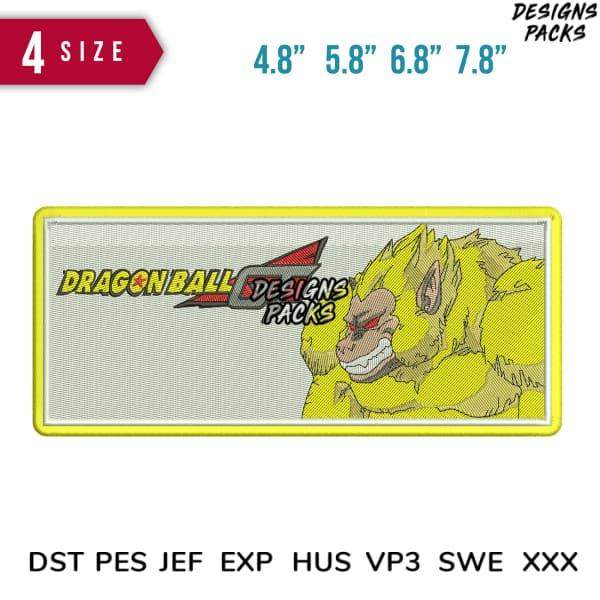 Dragon Ball embroidery design with golden ape, 4 sizes, PES DST JEF formats for instant download