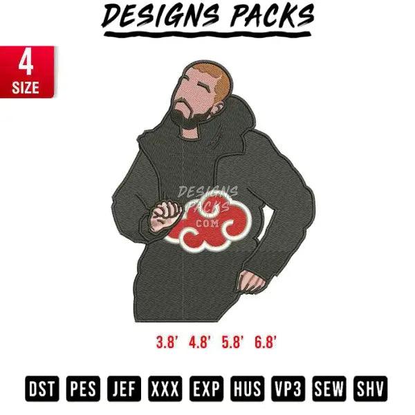 Drake akatsuki cloud Embroidery Design 