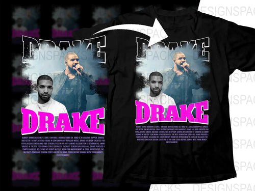 Drake Portrait with Informative Text Design Png Digital Download