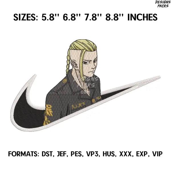 Draken Embroidery Design File, Tokio Revengers Anime Embroidery Design, Doraken Machine Embroidery, Nike Pes Ken Ryuguji