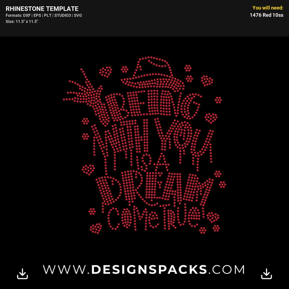Dream Come True Horror Valentine Rhinestone Digital Template