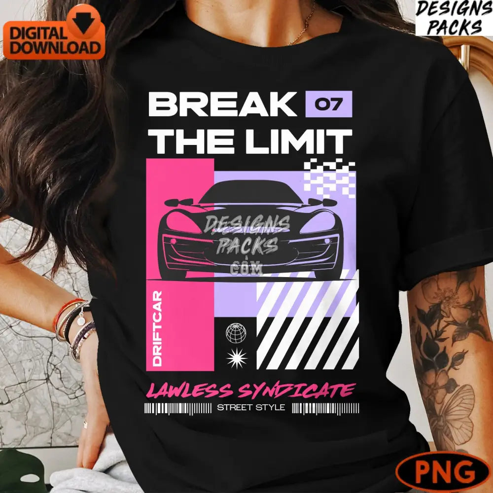 Drift Car Digital Art Sleek Black Sports Racing Enthusiast Instant Download Png