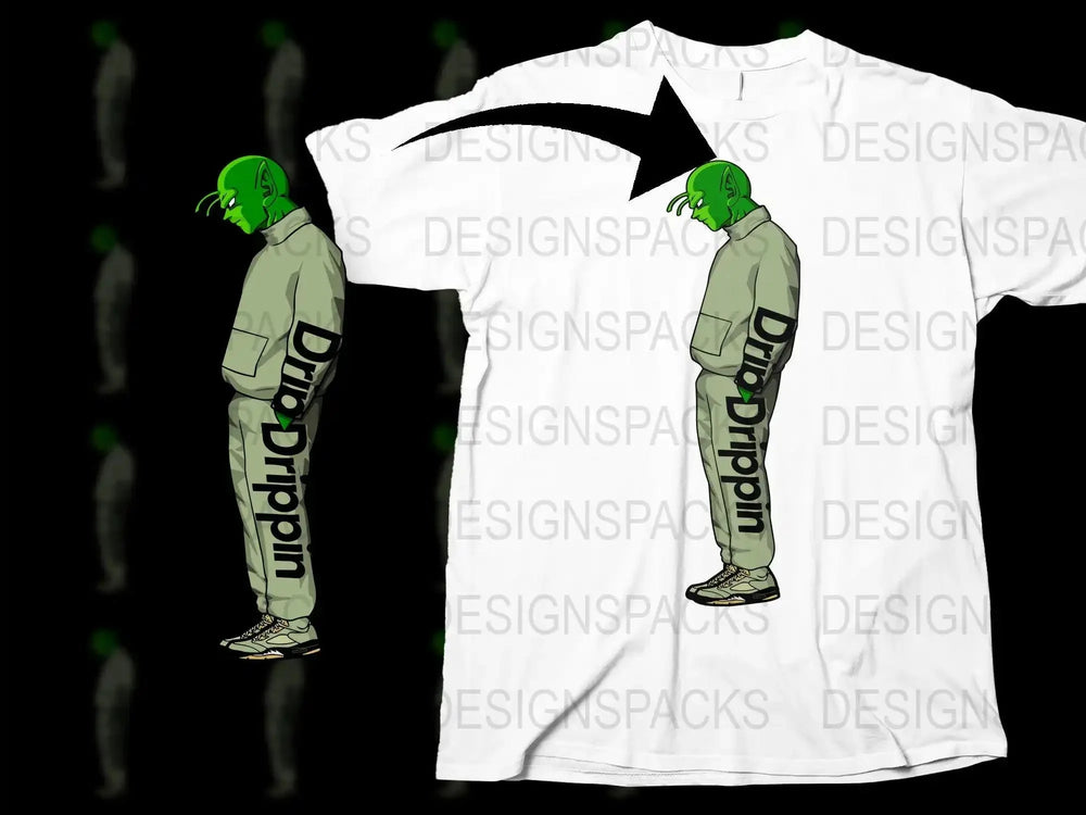 Drip Drippin Green Character Unique Graphic Png Digital Download