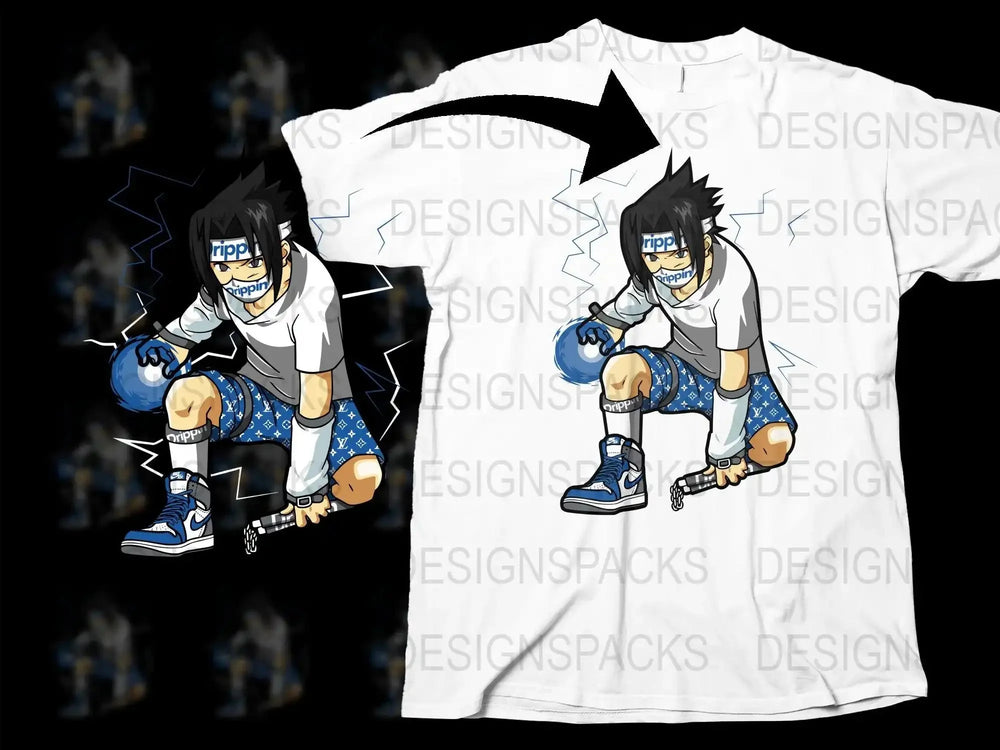 Dripping Ninja Anime Character Action Pose Png Digital Download