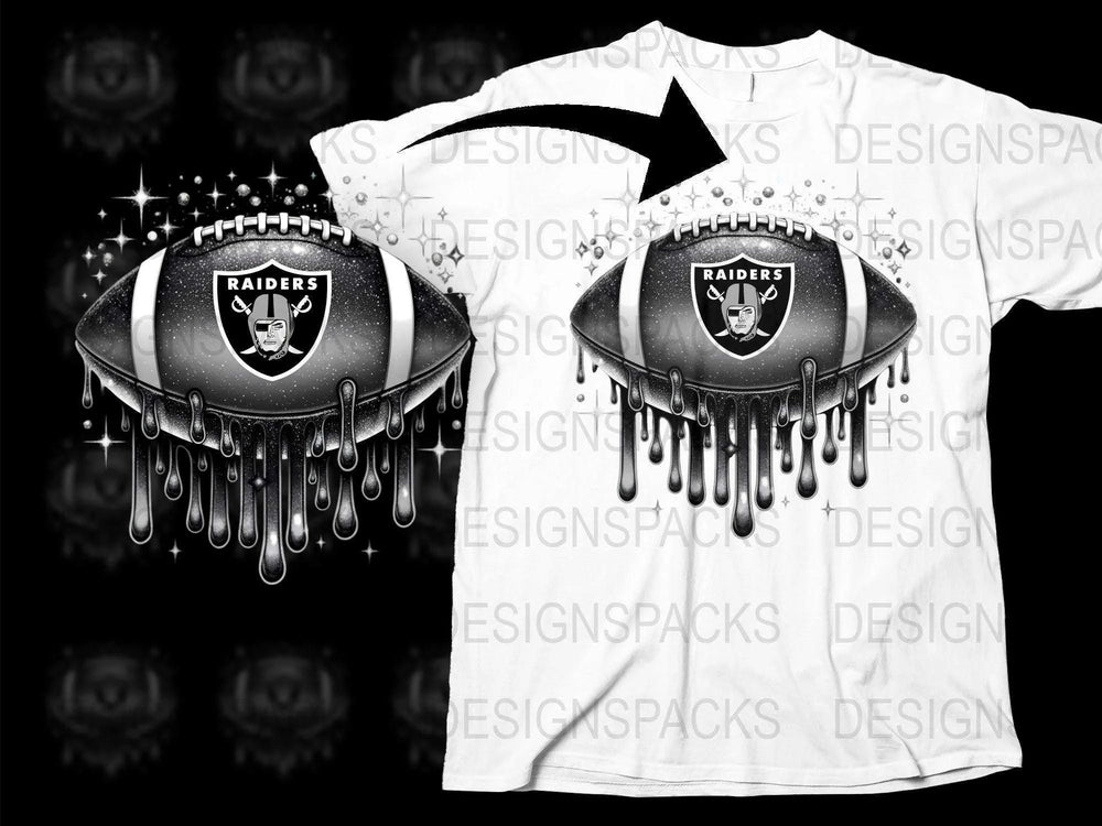 Raiders Football Graphic T-Shirt, Melting Design, Stylish Sports Apparel, Unique Fan Merchandise