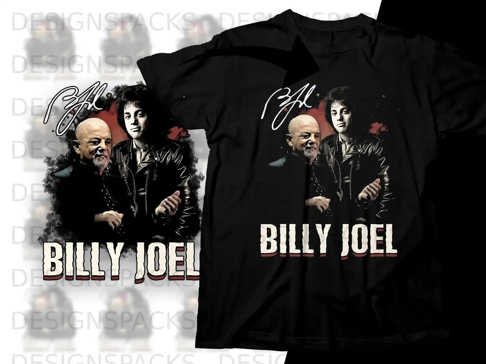 Billy Joel t-shirt with printed graphic of Billy Joel.