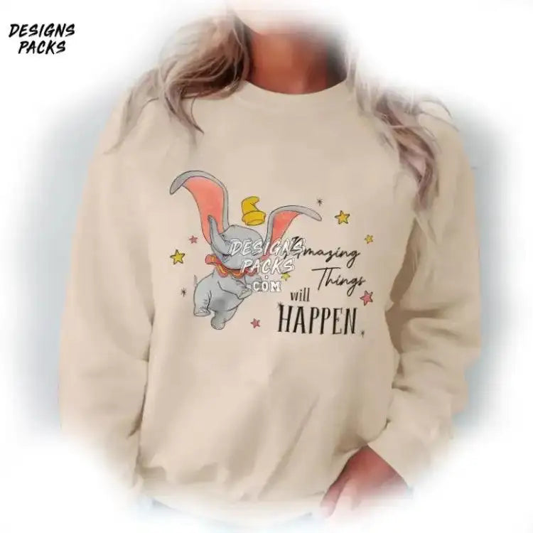 Dumbo Flying Elephant Cute Aesthetic D?Nload Cartoon Amazing Things Will Happen Png Design