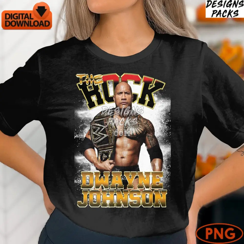 Dwayne Johnson The Rock Wrestling Star Champion Instant Download Png File