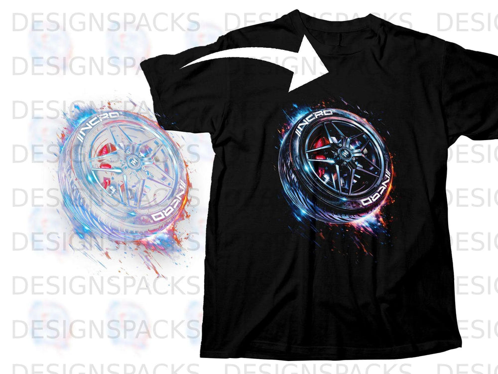 Black t-shirt with a glowing wheel graphic featuring the word "INCRO".