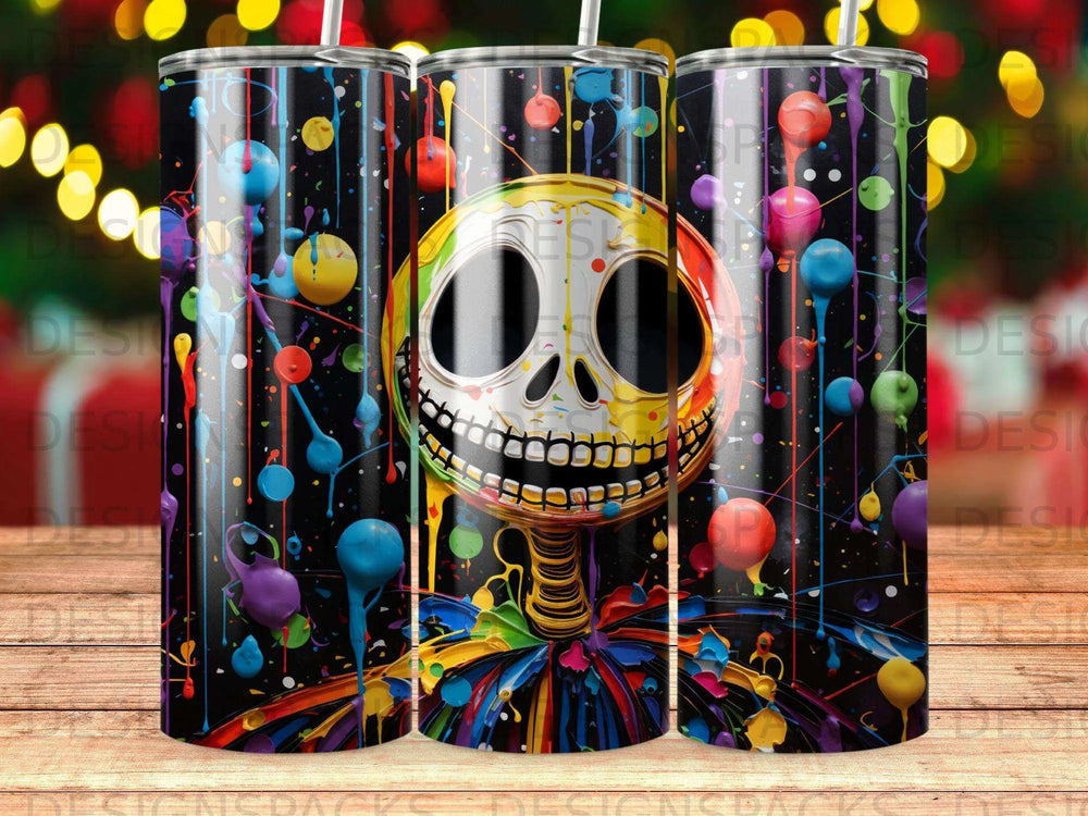 Dynamic Drip Skull Tumbler Digital Wrap Design