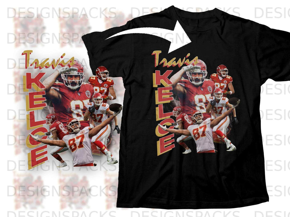 Kansas City Chiefs Travis Kelce #87 t-shirt design with player graphic.