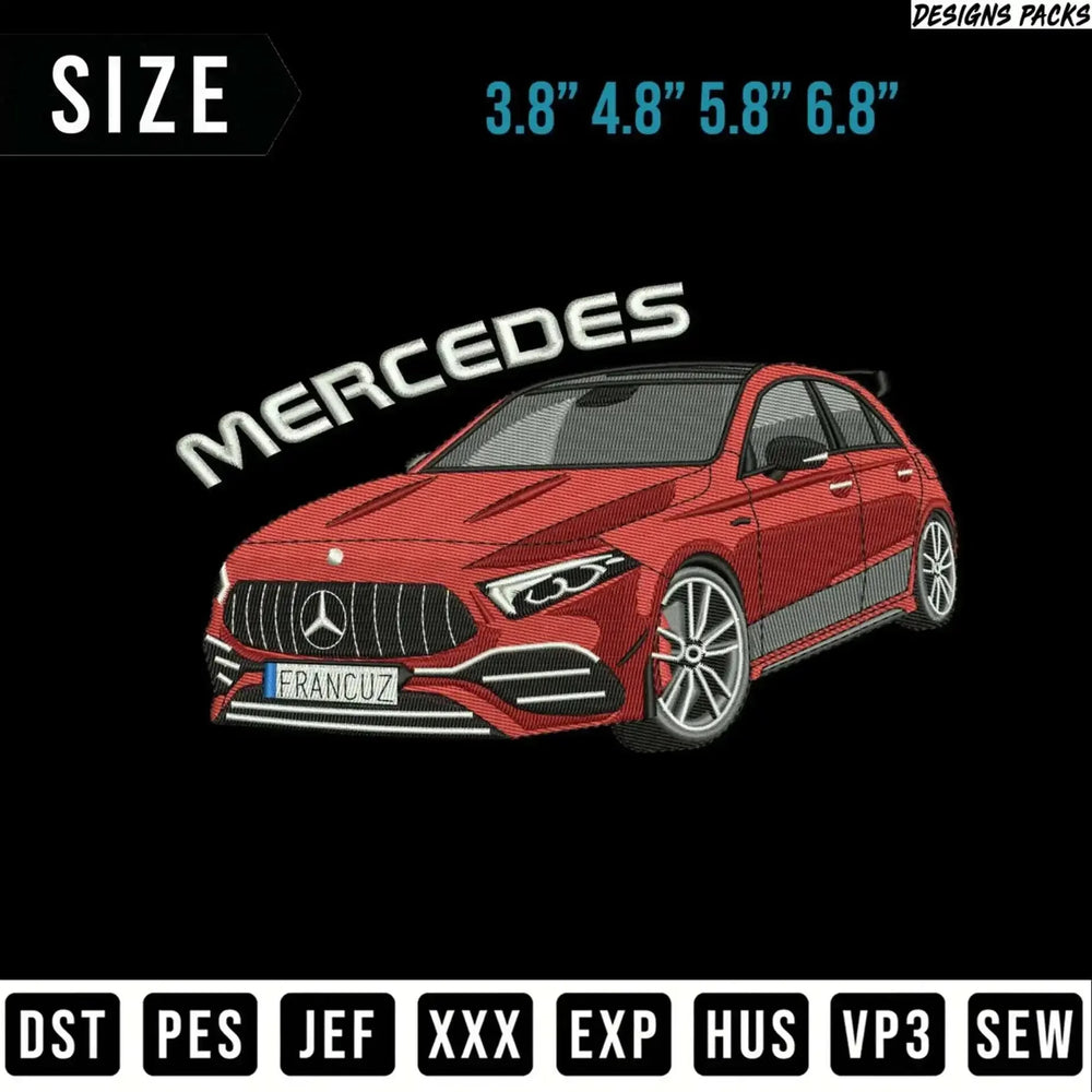 Dynamic Mercedes Luxury Car Embroidery Design