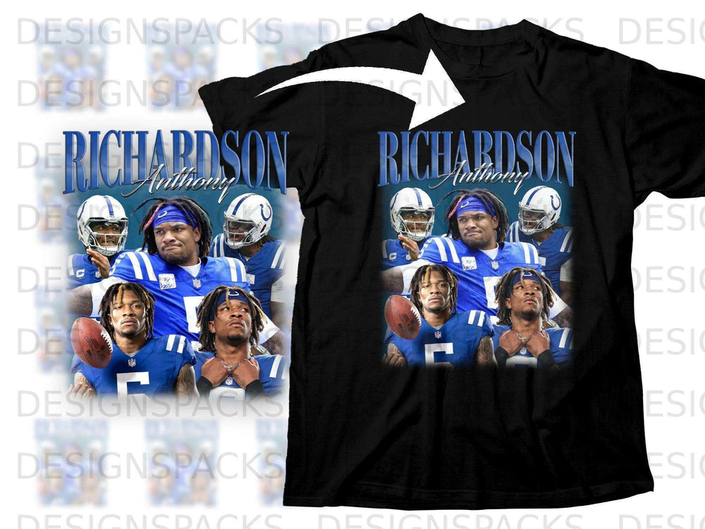 T-shirt featuring quarterback Anthony Richardson in Indianapolis Colts uniform.