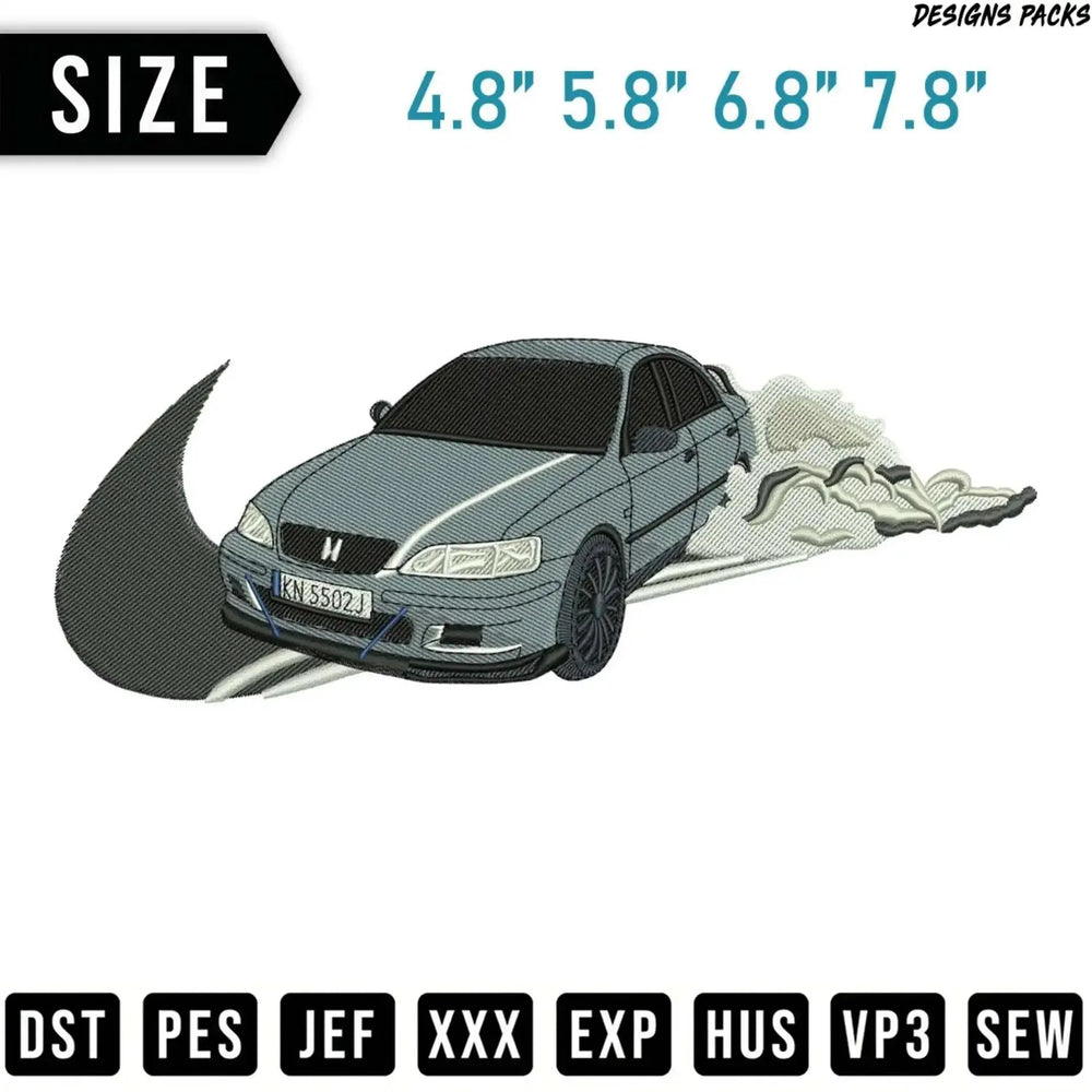 Dynamic Swoosh Drift Car Digital Embroidery Design