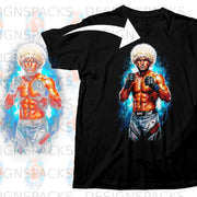 Black t-shirt with a graphic of Khabib Nurmagomedov in fight stance.