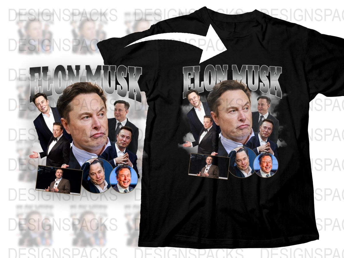 Elon Musk Face Collage T-Shirt, Funny Tech Icon Graphic Tee, Unique Gift Idea, Black Cotton Shirt