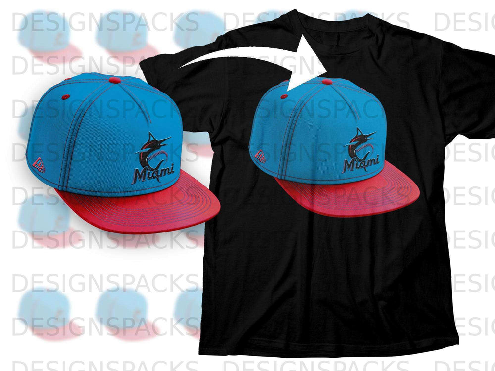Miami Marlins Baseball Cap T-Shirt Design Apparel