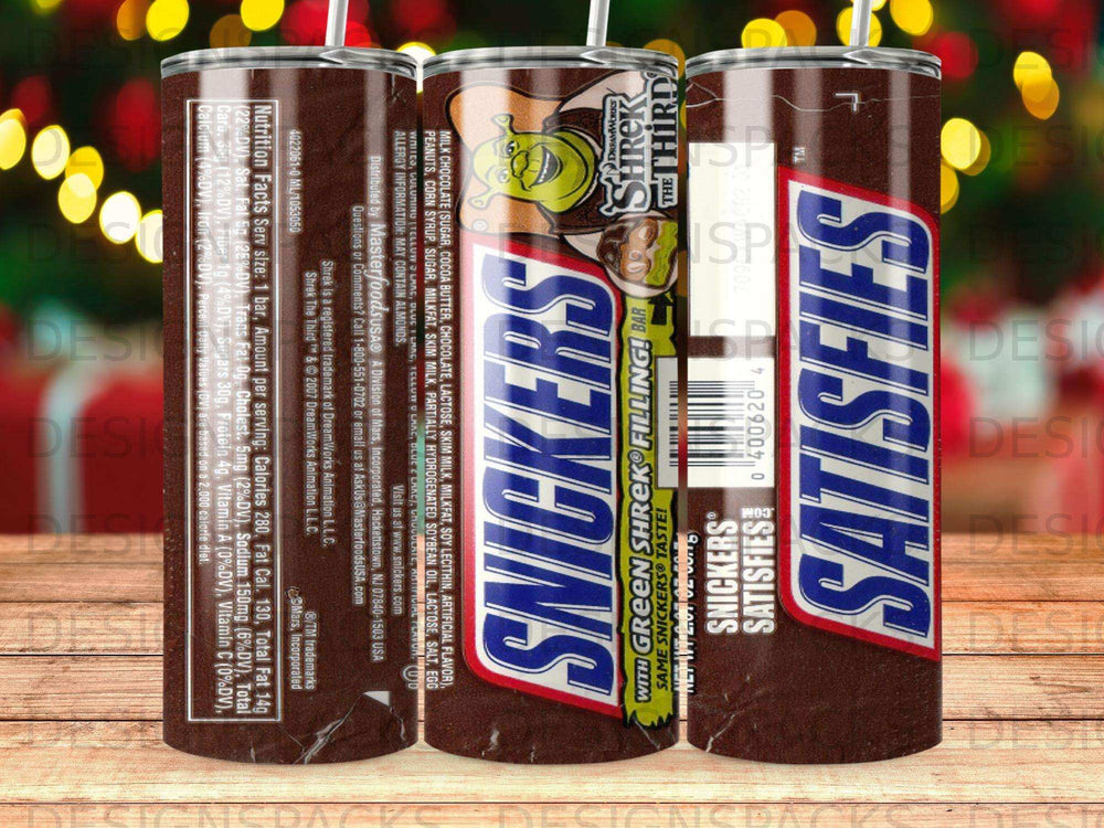 Snickers bar with Shrek filling, featuring green filling and Shrek branding.