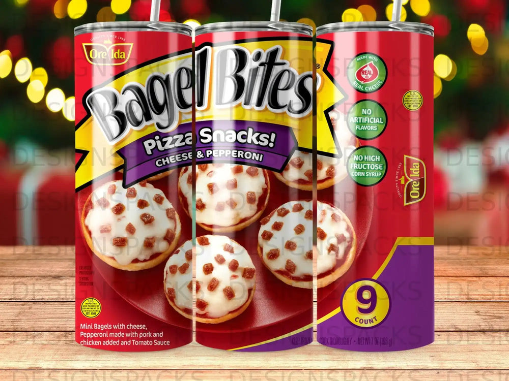Ore Ida Bagel Bites Cheese & Pepperoni pizza snacks can.