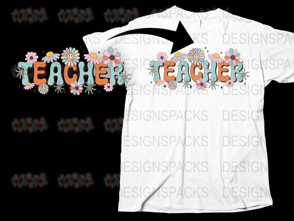Teacher Floral T-Shirt, Cute Educator Gift, Spring Flowers Teaching Tee, Colorful Blossom Graphic Shirt for Teachers