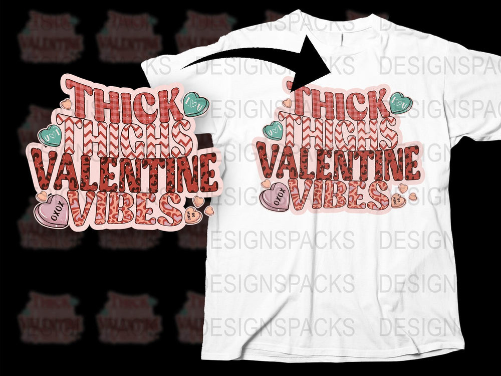 Thick Valentine Vibes T-Shirt, Cute Bold Lettering Graphic Tee, Trendy Valentine's Day Casual Apparel