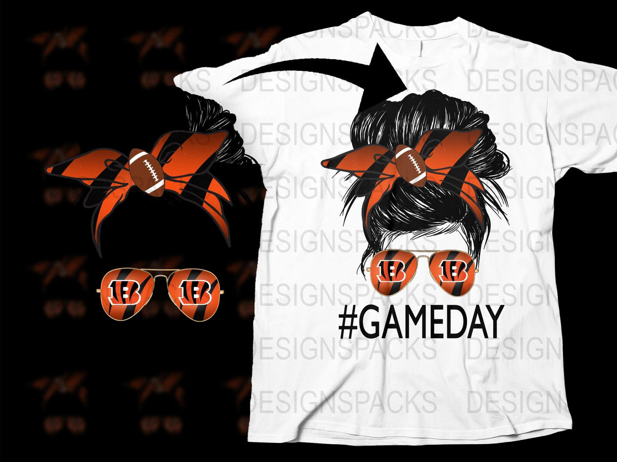 Game Day T-Shirt, Football Bow, School Spirit Top, Custom Team Colors, Women's Sports Apparel, Tailgate Outfit