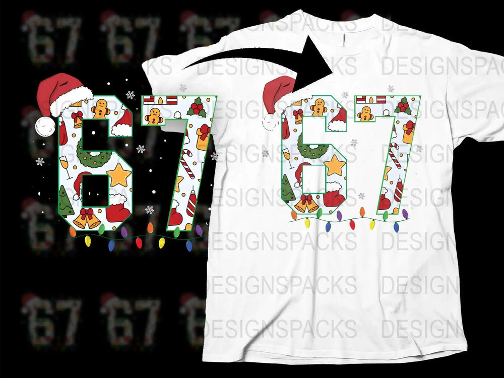 Christmas Joy T-Shirt with Festive Santa and Lights Design, Holiday Apparel for All Ages