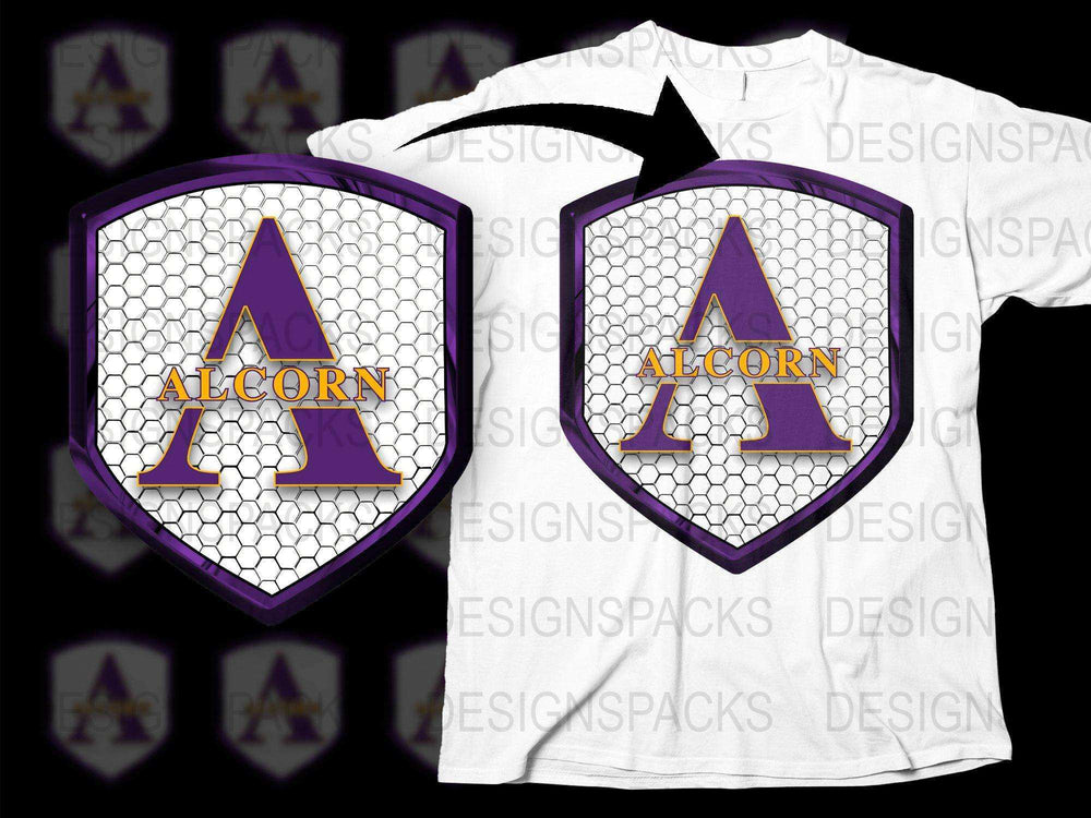 Alcorn University Logo T-Shirt, White Purple College Emblem Tee, Unisex Casual Sportswear Top
