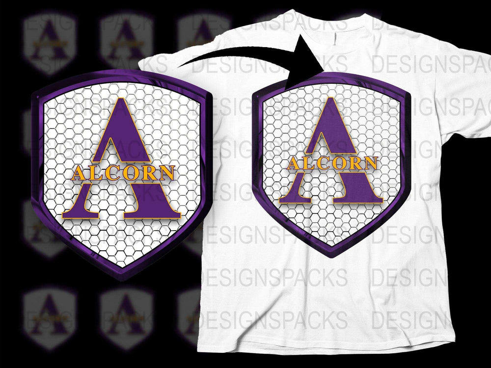 Alcorn University Logo T-Shirt, White Purple College Emblem Tee, Unisex Casual Sportswear Top