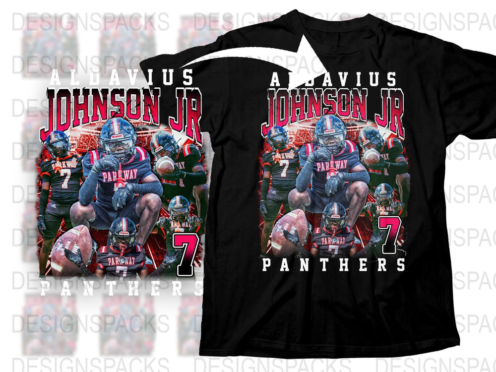 Custom Football Player Graphic T-Shirt, Personalized Sports Team Tee, Parkway Panthers Design, Gift for Athletes