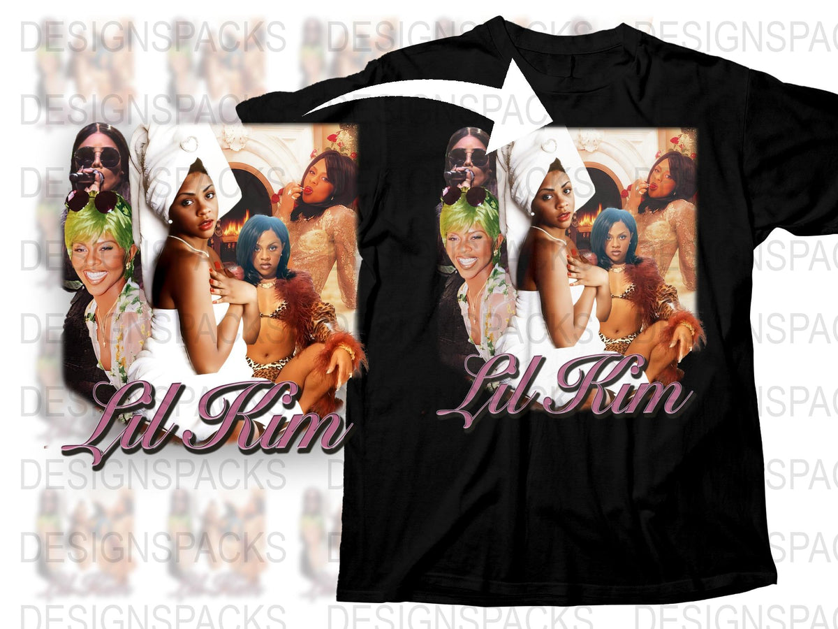 Lil Kim Inspired Graphic T-Shirt, Vintage 90s Hip Hop Fashion Tee, Urban Streetwear, Retro Music Artist Top, Unisex Black Shirt