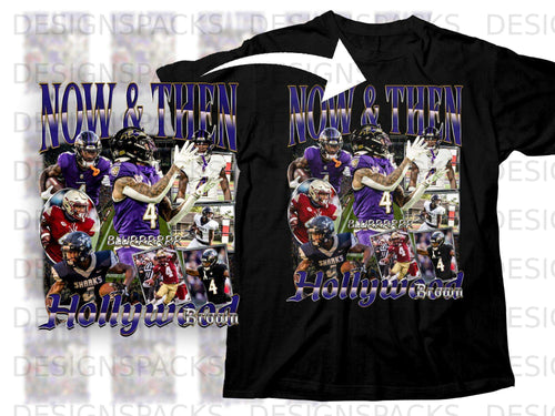 T-shirt graphic with collage of football player and 