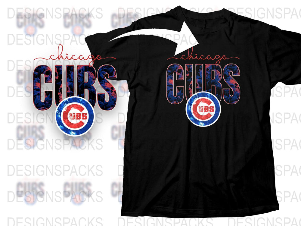 Chicago Cubs T-Shirt, Classic Team Logo, Black Cotton Tee, Unisex Baseball Apparel, Sports Fan Gift, Adult Sizes
