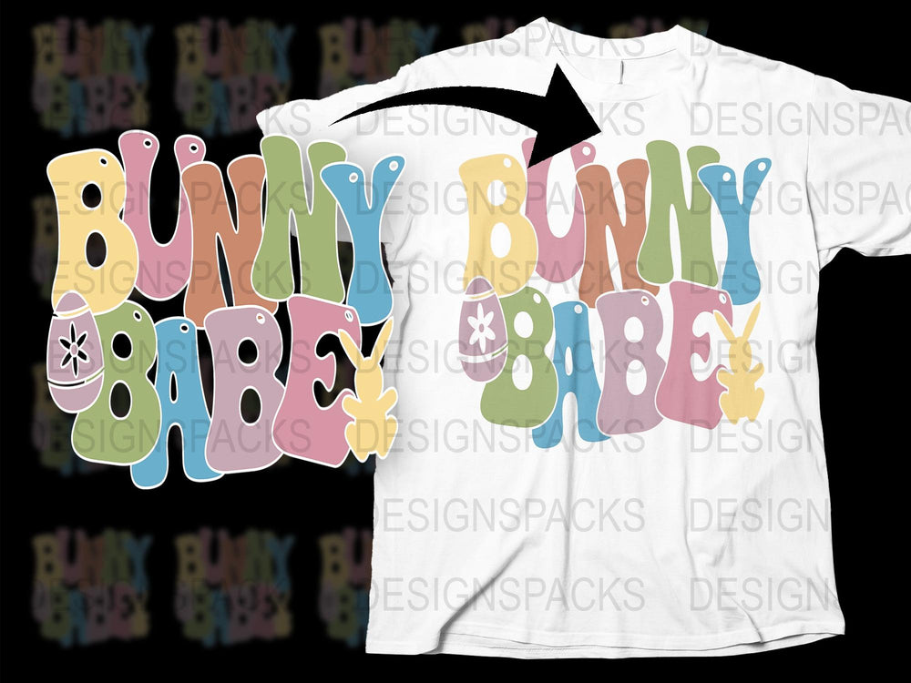 Bunny Baby Pastel Font T-Shirt, Cute Spring Animal Graphic Tee, Unisex Adult Clothing
