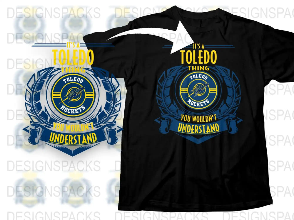 Toledo Rockets T-Shirt, College Sports Fan Gear, Black Tee with Graphic Design, Collegiate Apparel