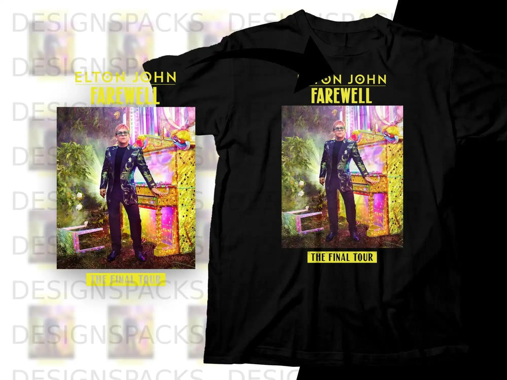Elton John Farewell The Final Tour t-shirt design with artist.