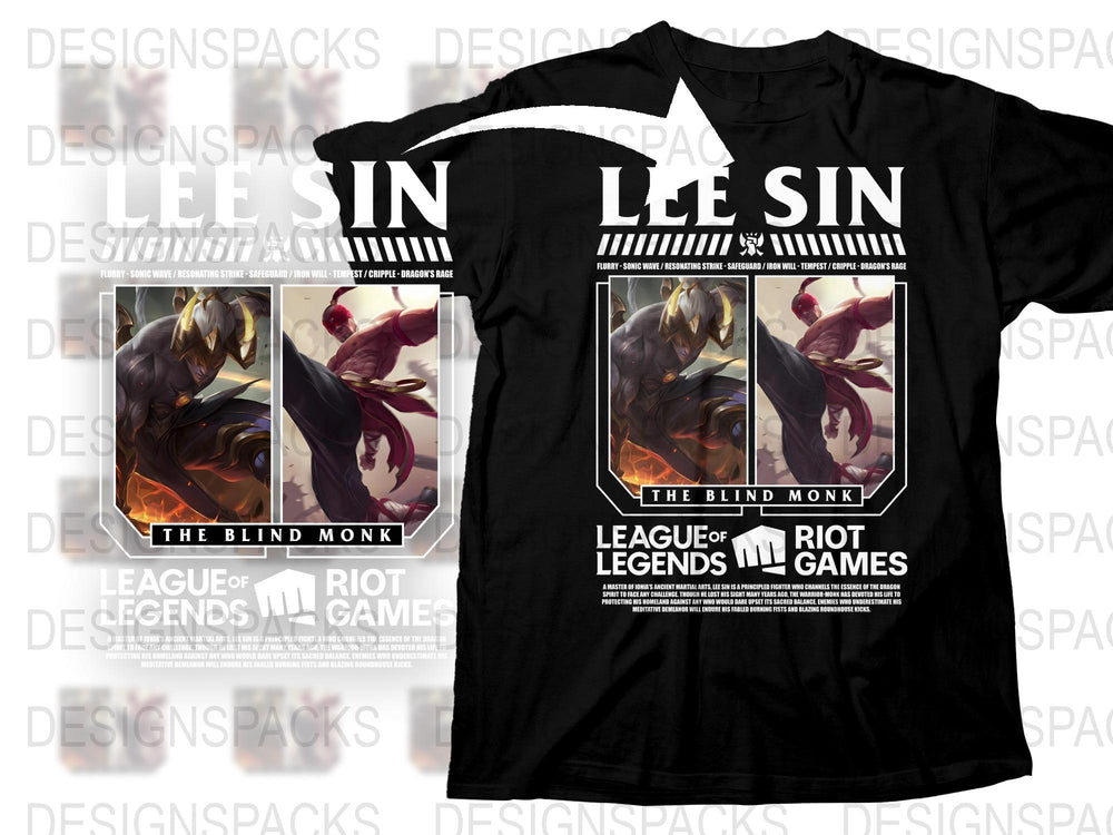 League of Legends Lee Sin T-Shirt, The Blind Monk Graphic Tee, Gamer Apparel, Riot Games Merchandise